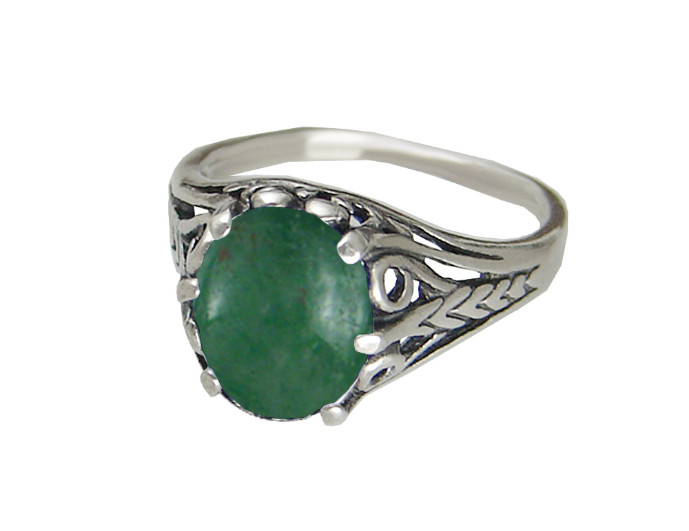 Sterling Silver Filigree Ring With Jade Size 7 Sterling Silver Filigree Ring With Jade Size 7